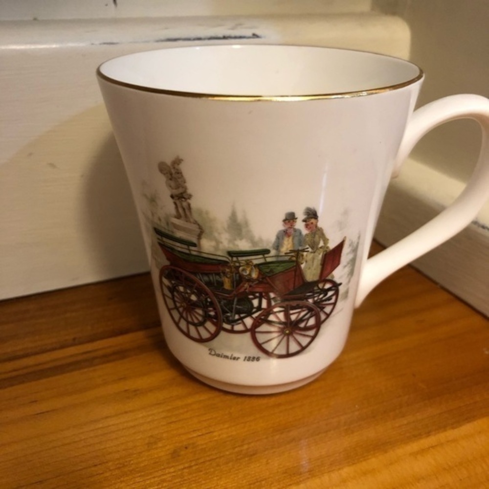 Staffordshire Bone China Cup Gold Trim Daimler 1886